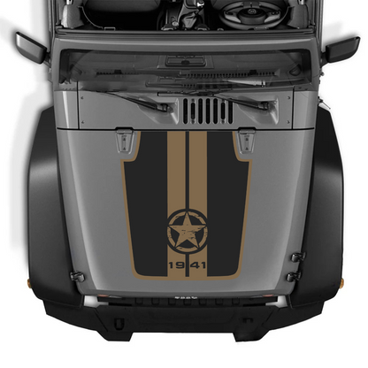 Kit d'autocollants 4x4wavers pour capot JK Étoile style 1941 – Autocollants en vinyle pour modèles Jeep Wrangler – Fabriqué au Canada