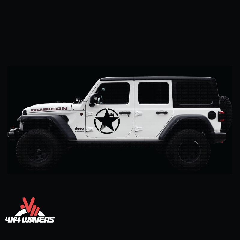 4x4wavers Canada Jeep Star Logo Sticker Decal Decoration for Side Door and Hood (2 Decals) - Offroad in Canada Style (Gray Canada on Black) - 4X4 WAVERS