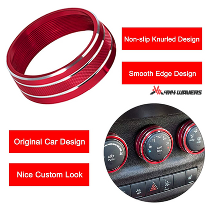 4x4wavers Dashboard Aluminum Air Conditioner Switch Knob Ring Trim Cover (Red) - 4X4 WAVERS