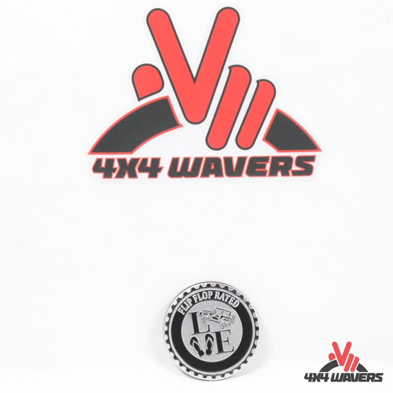 4x4wavers Offroad 4X4 Rated Aluminum Badge Decal, 4X4 3D Emblem - Flip Flop Love Rated Style Design - 4X4 WAVERS