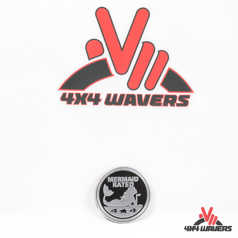 4x4wavers Offroad 4X4 Rated Aluminum Badge Decal, 4X4 3D Emblem - Mermaid Rated Style Design - 4X4 WAVERS