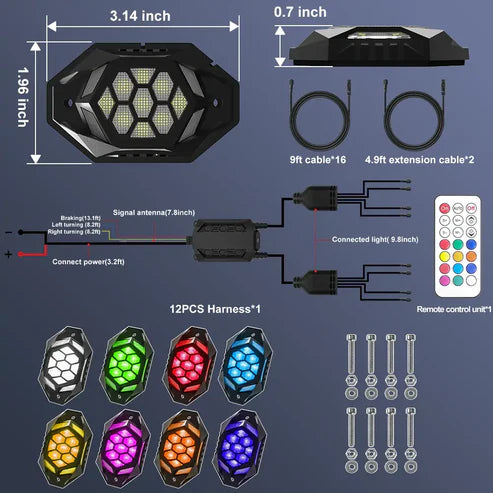 4X4Wavers New Upgraded RGBW LED Rock Lights Kit, 8 Pods - 4X4 WAVERS