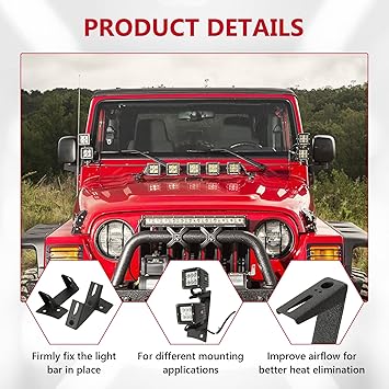 4x4wavers Double Hood Light Holder/Light Mount Bracket - 4X4 WAVERS