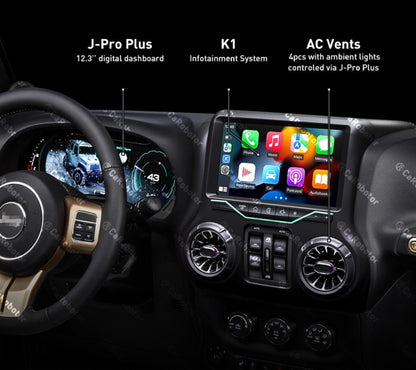 J-Pro Plus Carobotor Dash Cluster & K1 Radio with Accessories (2025 Gen 2) - Jeep Wrangler JK/JKU 2011-2018 - 4X4 WAVERS