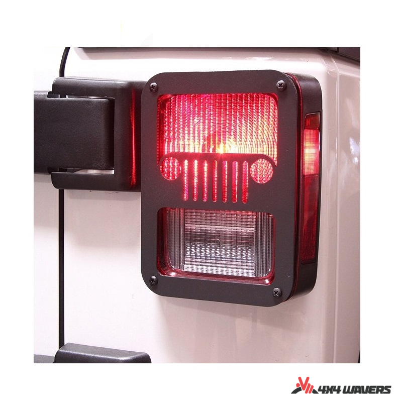 4x4wavers Taillight Aluminum Cover - Jeep Face Logo - 4X4 WAVERS