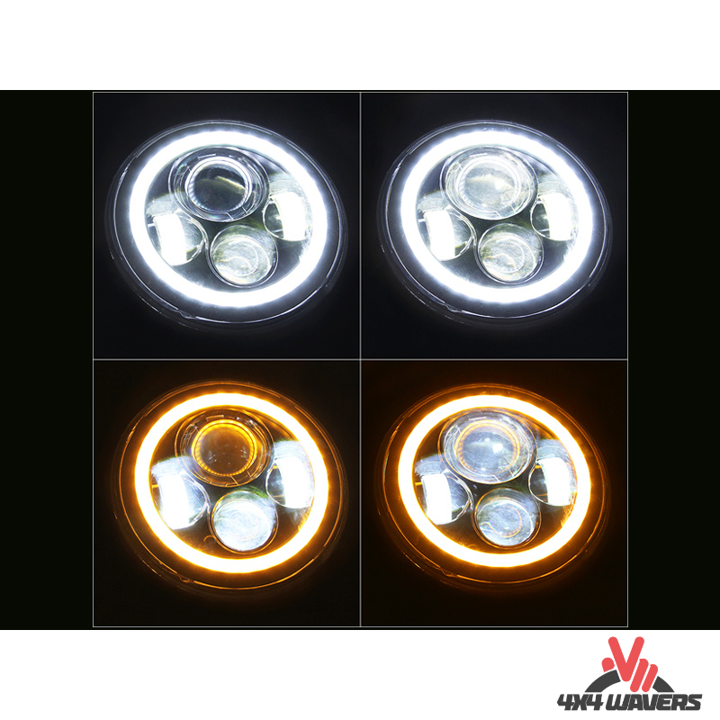 4x4wavers Headlights Premium LED Light Replacement, New Angel Eyes Style - 4X4 WAVERS