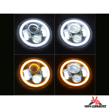 4x4wavers Headlights Premium LED Light Replacement, New Angel Eyes Style - 4X4 WAVERS