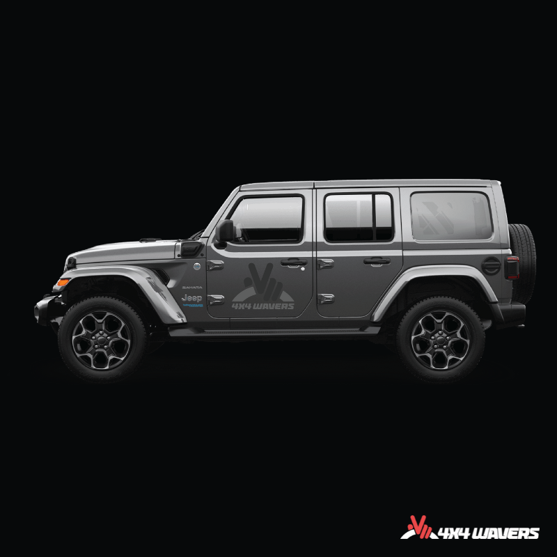 4x4wavers Official Logo Sticker Decal Decoration for Side Door and Hood (2 Decals) - Be a waver Style (Black) - 4X4 WAVERS