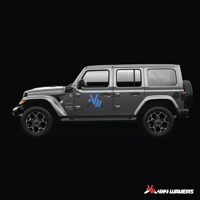 4x4wavers Official Logo Sticker Decal Decoration for Side Door and Hood (2 Decals) - Be a waver Style (Blue) - 4X4 WAVERS