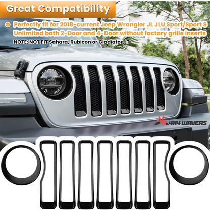 4x4wavers Grille Inserts and Headlight Trim Covers (Black) - 4X4 WAVERS