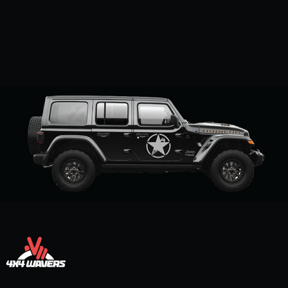 4x4wavers Canada Jeep Star Logo Sticker Decal Decoration for Side Door and Hood (2 Decals) - Offroad in Canada Style (Dark Gray Canada on Black) - 4X4 WAVERS