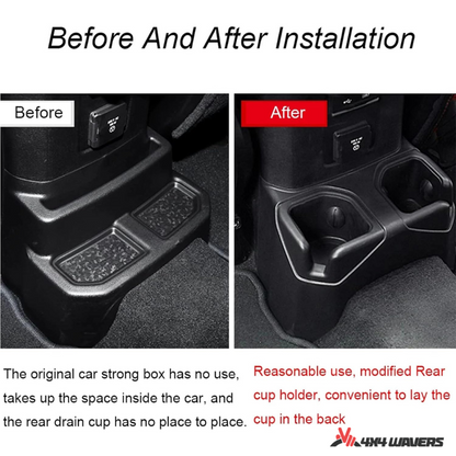 4x4wavers Rear Cups Holder, Floor Console Mounted for dual drinks - 4X4 WAVERS