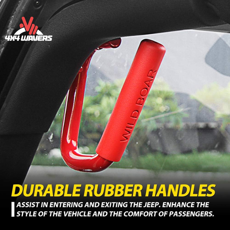 4x4wavers Metal Front Grab Handle Kit (Red Color) - 4X4 WAVERS