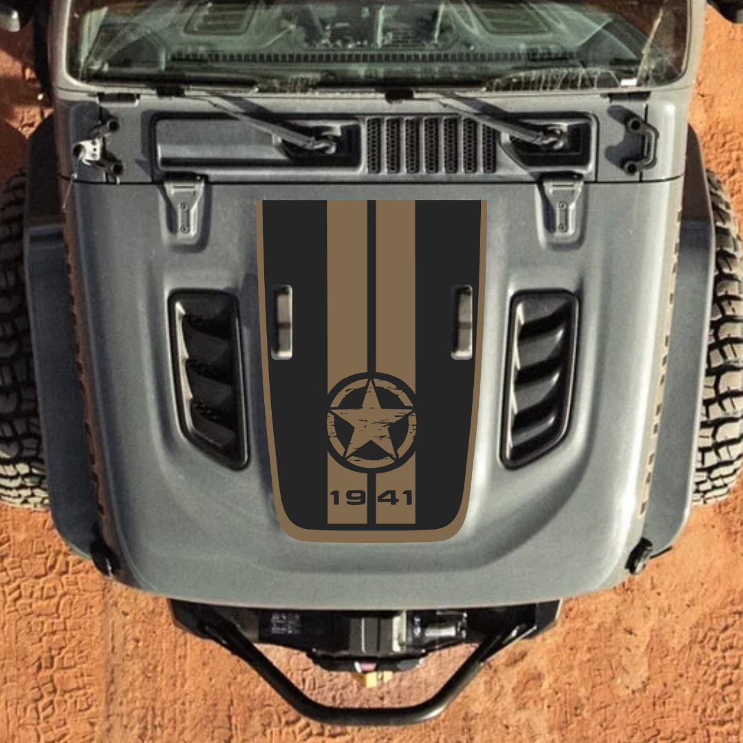 Kit d'autocollants STAR STRIPE 4x4wavers pour capot JL Rubicon – Autocollants en vinyle pour Jeep Wrangler – Fabriqué au Canada