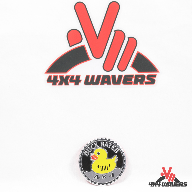 4x4wavers Offroad 4X4 Rated Aluminum Badge Decal, 4X4 3D Emblem - Jeep Duck Rated Style Design - 4X4 WAVERS