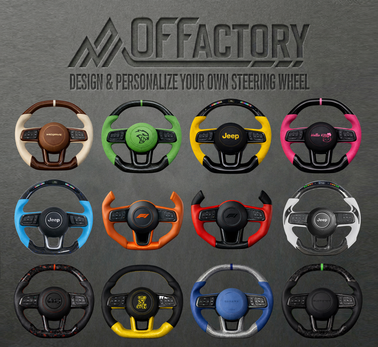 OFFactory Custom Premium Performance Steering Wheel - Jeep Wrangler & Gladiator JL/JLU/4XE/JT 2018+