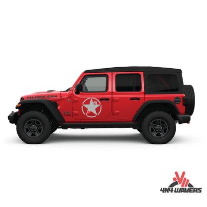 4x4wavers Canada Jeep Star Logo Sticker Decal Decoration for Side Door and Hood (2 Decals) - Offroad in Canada Style (Red Canada on Gray) - 4X4 WAVERS