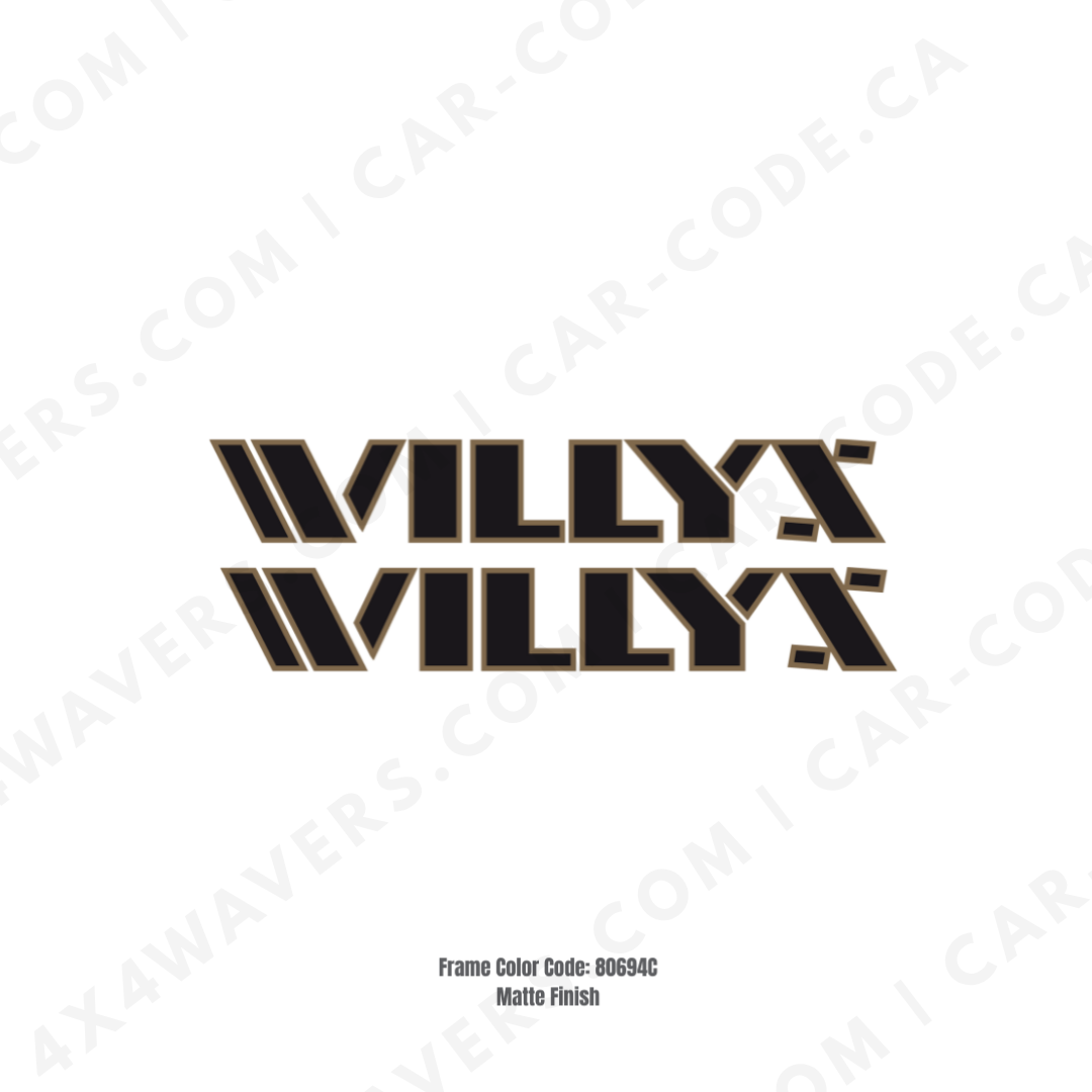 4x4wavers Willys Style Decal Sticker Kit for Hood Sides – Vinyl Car Decals for Jeep Wrangler Models – 2x Willys Decals – Made in Canada - 4X4 WAVERS
