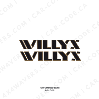4x4wavers Willys Style Decal Sticker Kit for Hood Sides – Vinyl Car Decals for Jeep Wrangler Models – 2x Willys Decals – Made in Canada - 4X4 WAVERS