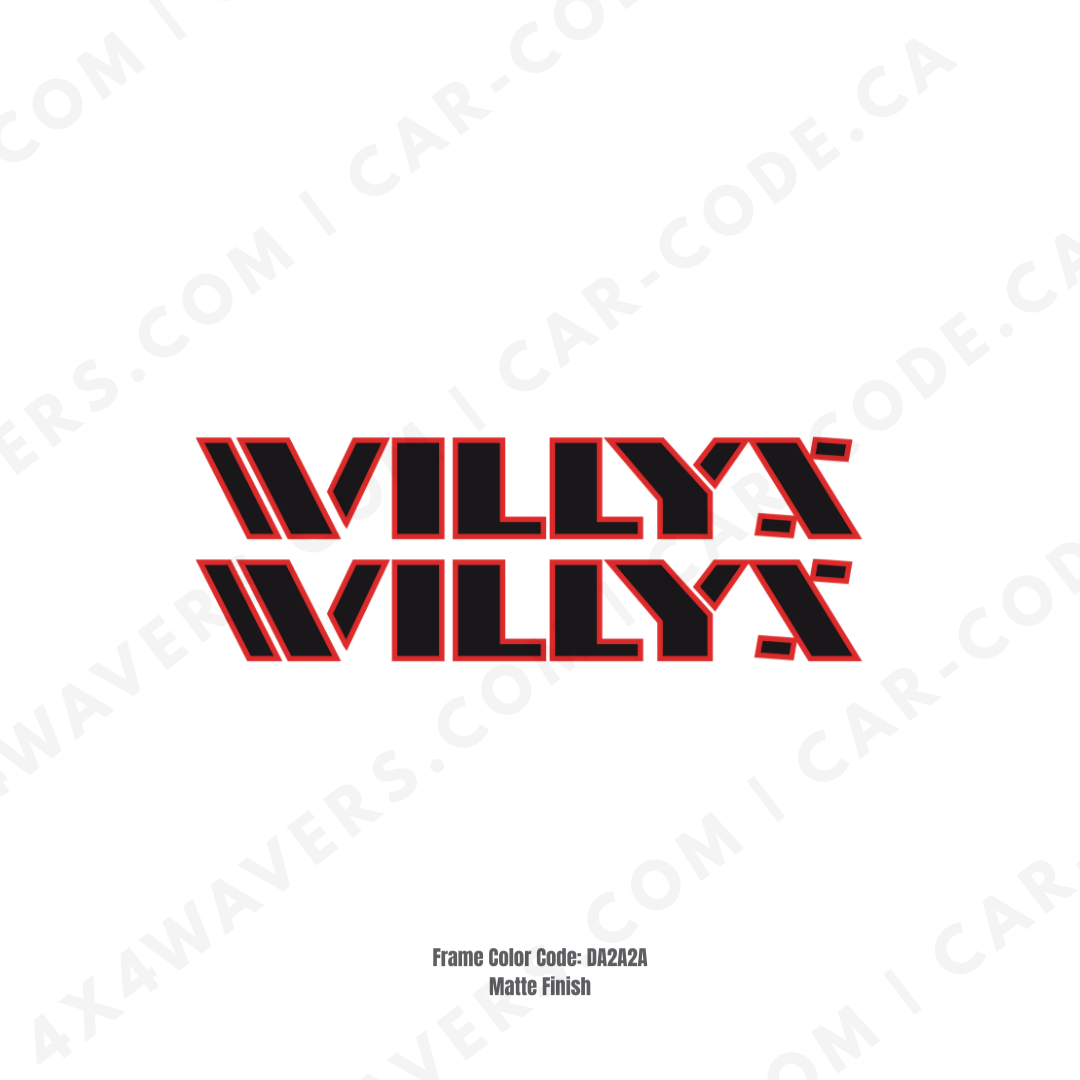 4x4wavers Willys Style Decal Sticker Kit for Hood Sides – Vinyl Car Decals for Jeep Wrangler Models – 2x Willys Decals – Made in Canada - 4X4 WAVERS