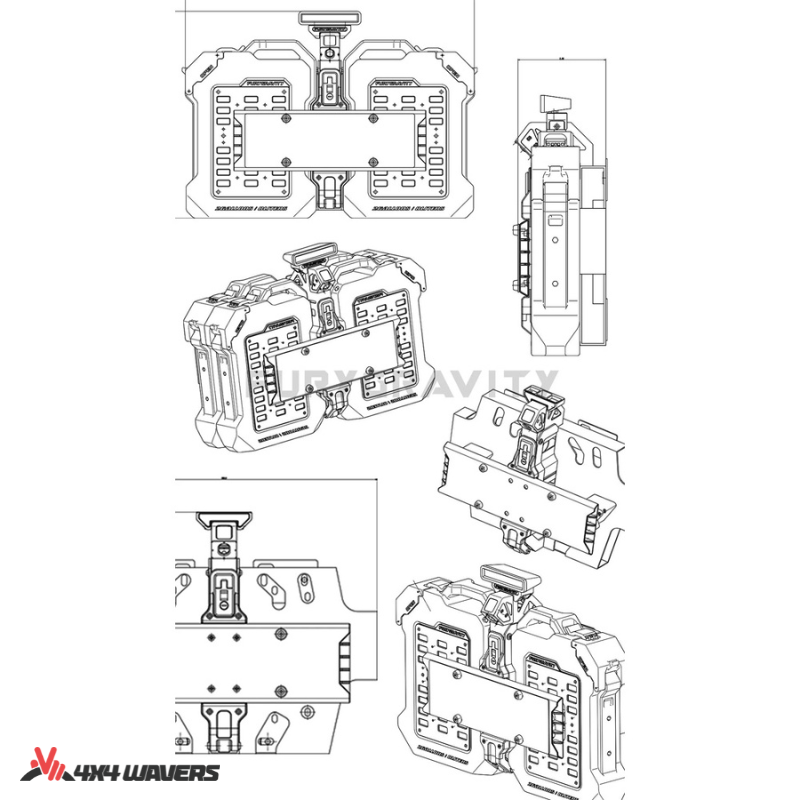 4x4wavers Fury Aluminum Multifunction Box - &nbsp;Tailgate Equipment Integrated Set - Rear Integrated Kit with 2 Gas Cans Tanks and storage with numeric locks - 4X4 WAVERS