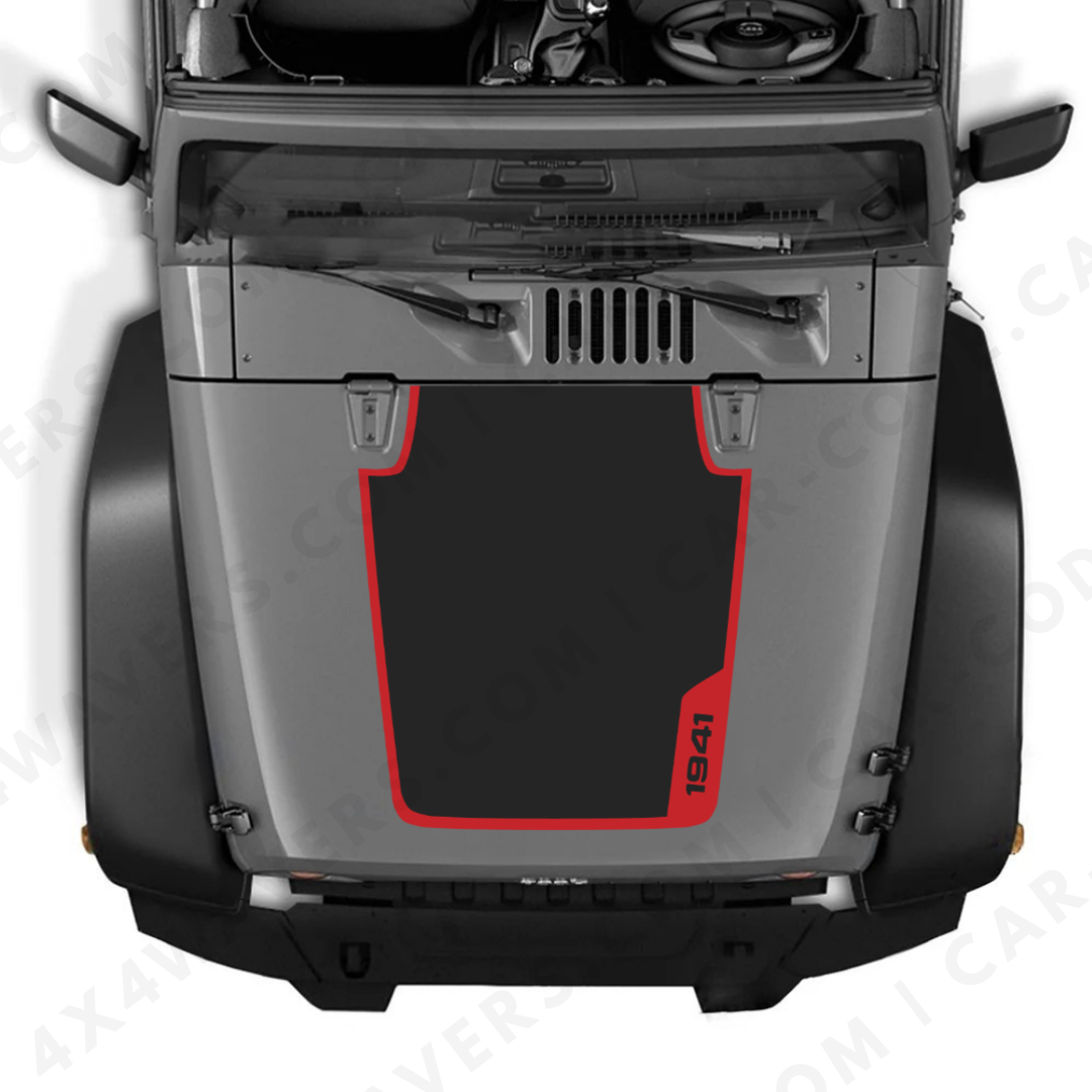 4x4wavers Decal Sticker Kit for JK Hood 1941 Style – Vinyl Car Decals for Jeep Wrangler Models – Made in Canada - 4X4 WAVERS