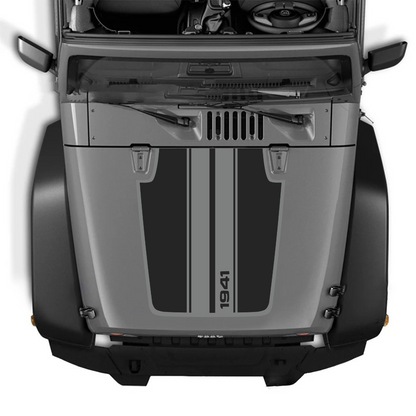 Kit d'autocollants 4x4wavers pour capot JK STRIPE style 1941 – Autocollants en vinyle pour modèles Jeep Wrangler – Fabriqué au Canada