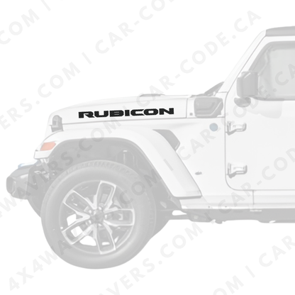 4x4wavers Rubicon Style Decal Sticker Kit for Hood Sides – Vinyl Car Decals for Jeep Wrangler Models – 2x Rubicon Decals – Made in Canada - 4X4 WAVERS