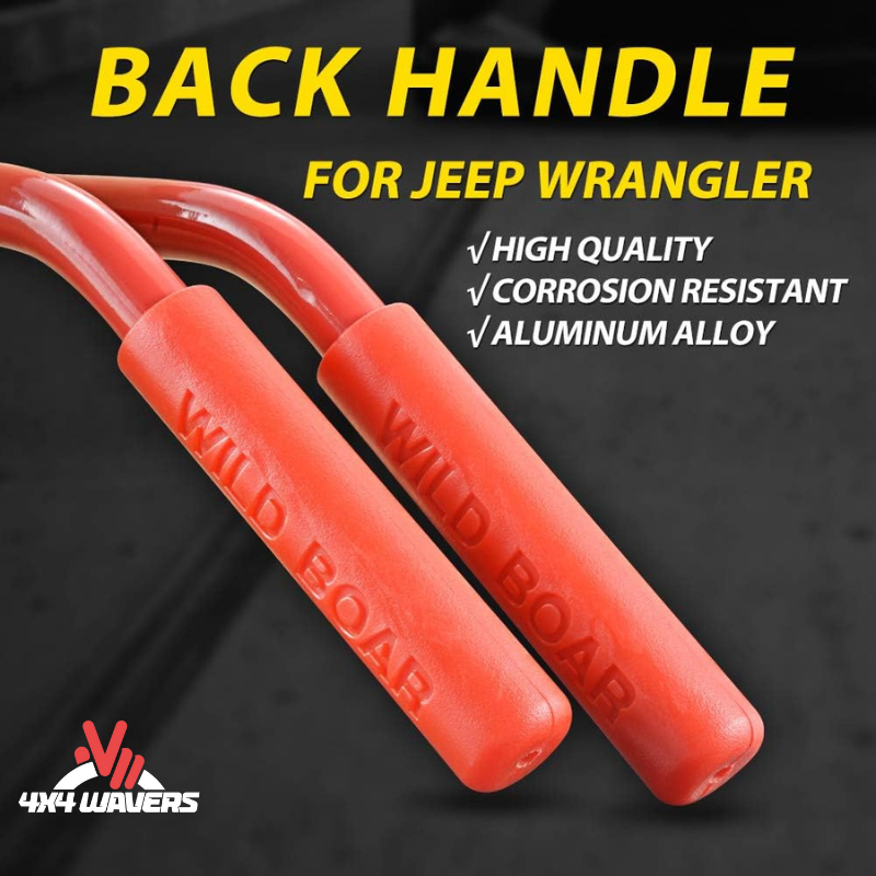 4x4wavers Metal Rear Grab Handle Kit (Red Color) - 4X4 WAVERS