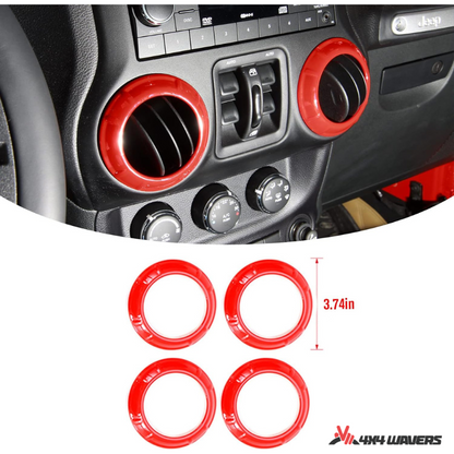 4x4wavers Dashboard Air Conditioner Vent Circle Ring Cover (Red) - 4X4 WAVERS