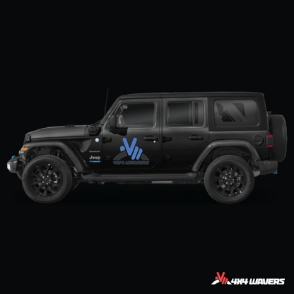 4x4wavers Official Logo Sticker Decal Decoration for Side Door and Hood (2 Decals) - Be a waver Style (Blue) - 4X4 WAVERS