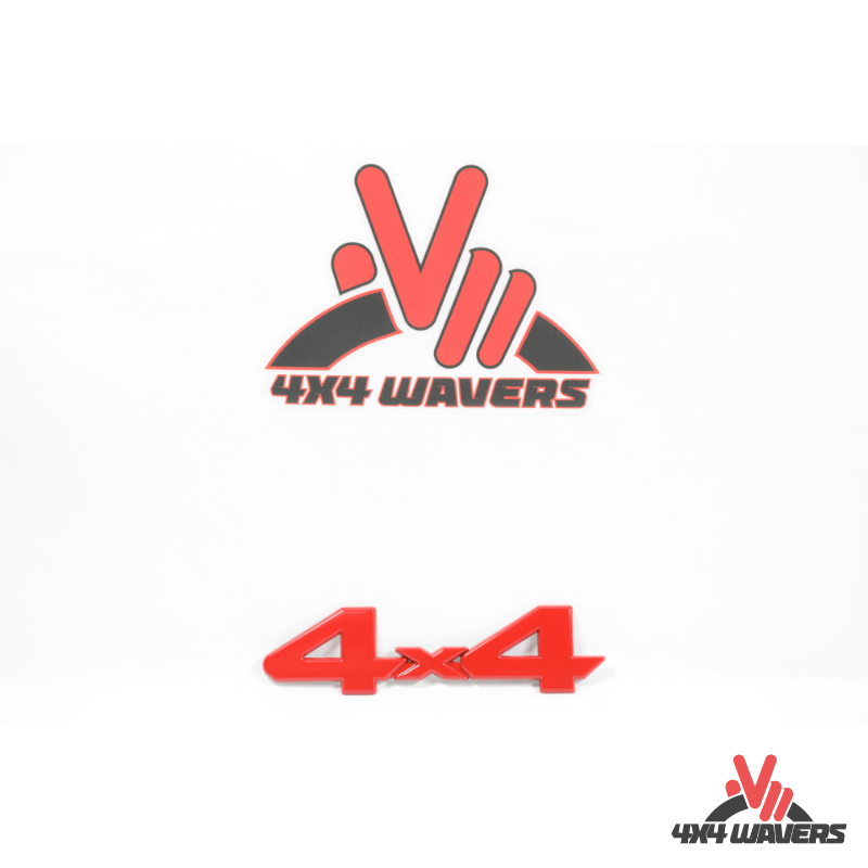 4x4wavers Offroad 4X4 Rated Aluminum Badge Decal, 4X4 3D Emblem - Red 4X4 Rated Style Design - 4X4 WAVERS