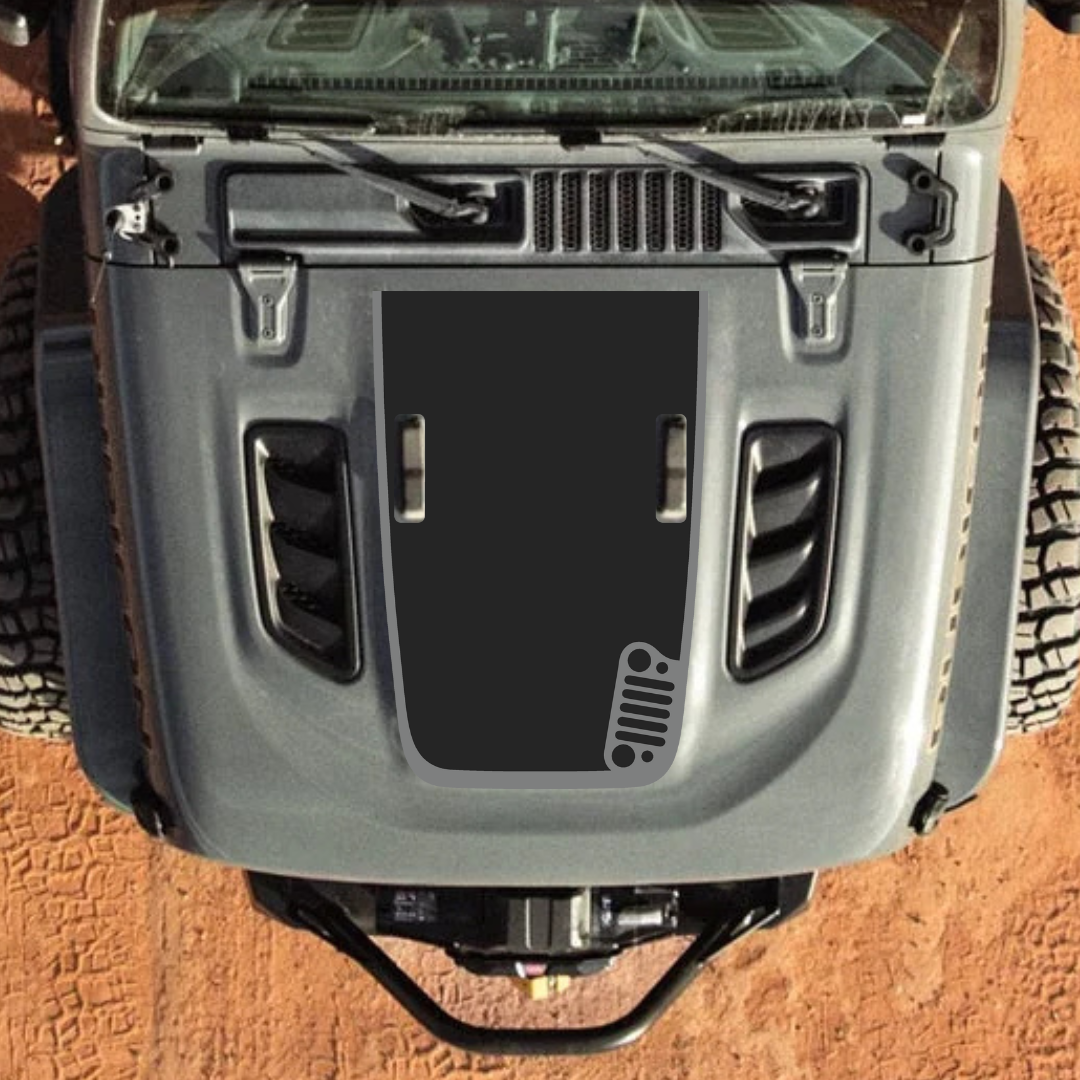 CARCODE Hood Decal/Sticker - Cj Style Kit – for JL/JLU/JT/4XE Rubicon Hood – Made in Canada - 4X4 WAVERS
