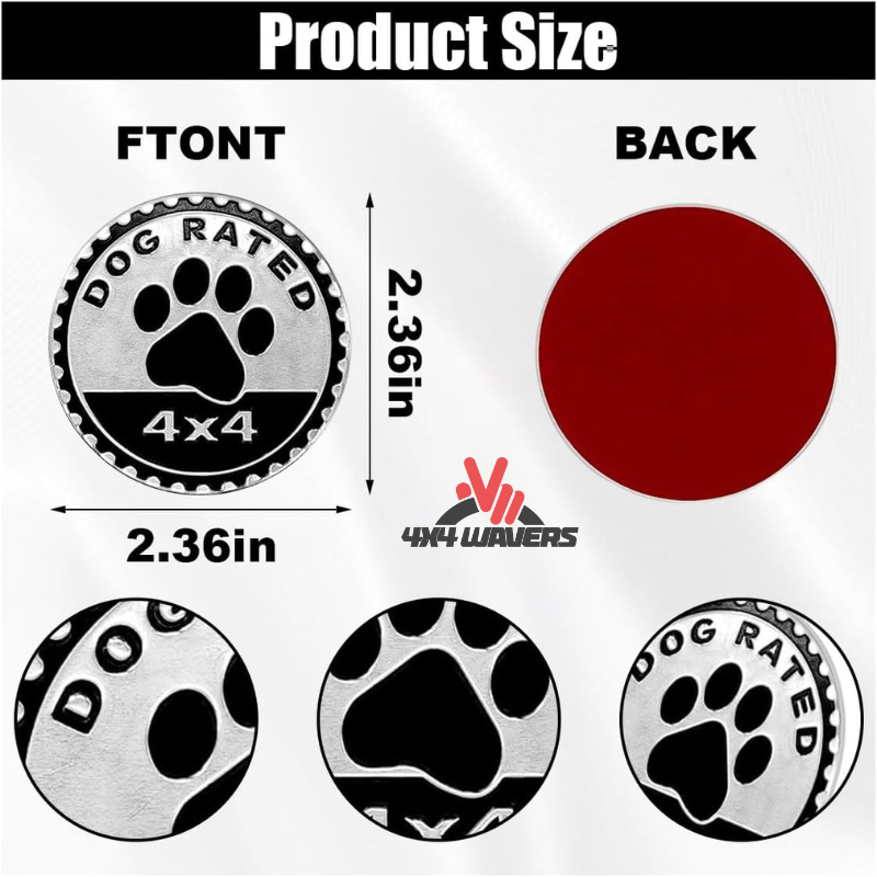 4x4wavers Offroad 4X4 Rated Aluminum Badge Decal, 4X4 3D Emblem - Dog Rated Style Design - 4X4 WAVERS