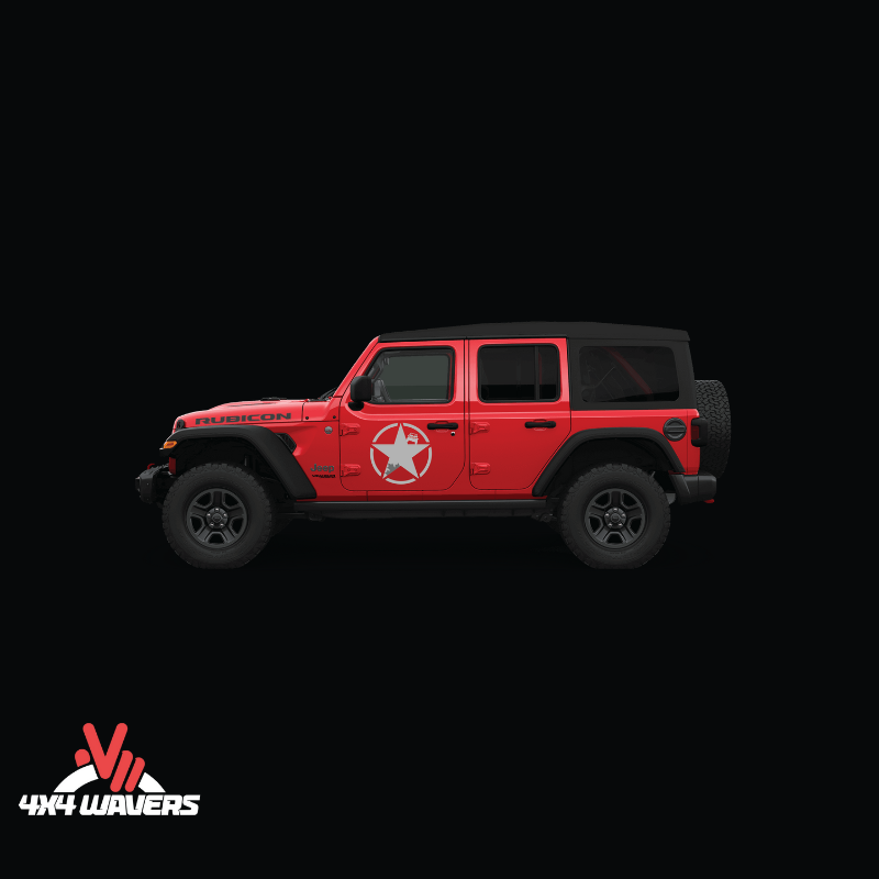 4x4wavers Canada Jeep Star Logo Sticker Decal Decoration for Side Door and Hood (2 Decals) - Offroad in Canada Style (Dark Gray Canada on Black) - 4X4 WAVERS