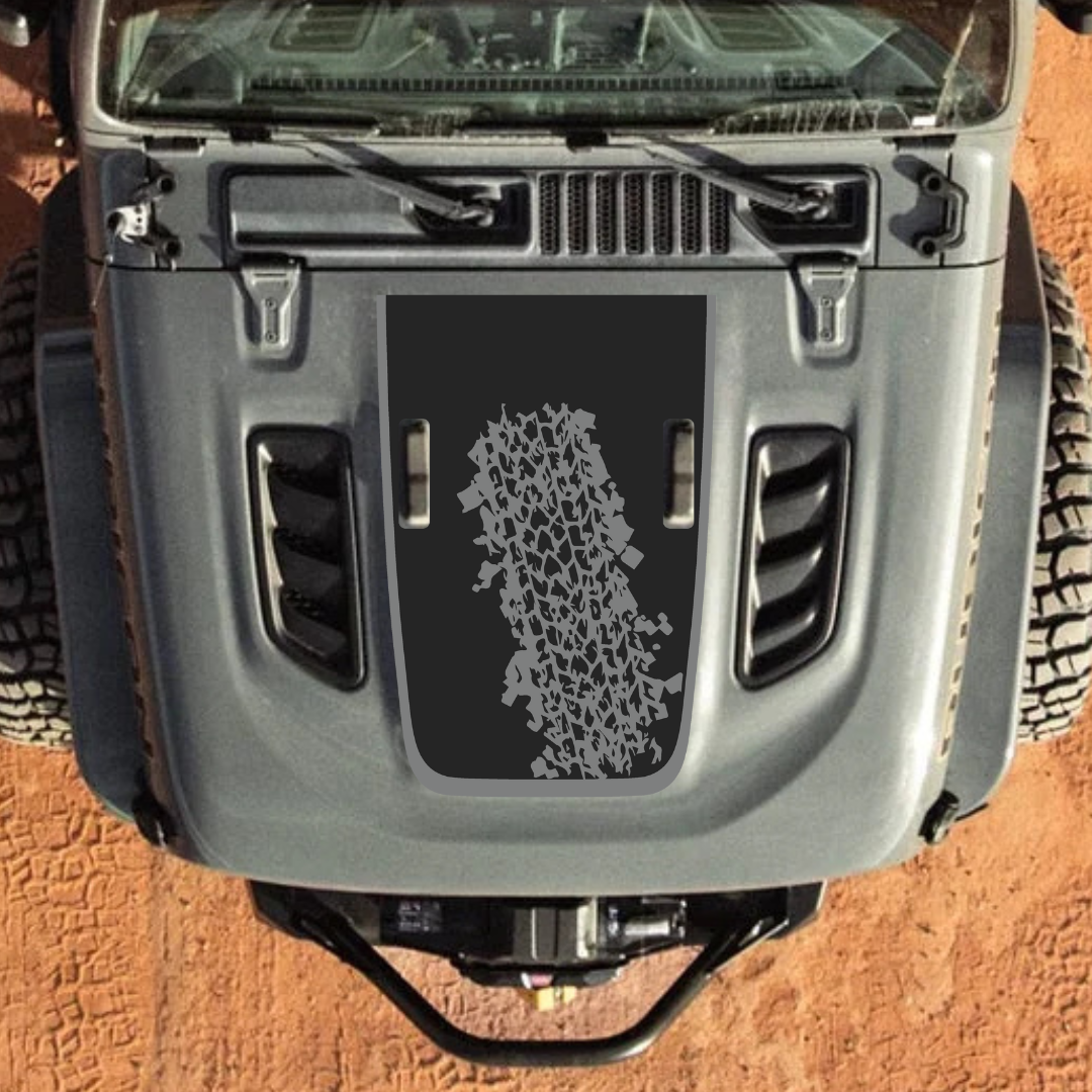 CARCODE Hood Decal/Sticker - Mud Style Kit – for JL/JLU/JT/4XE Rubicon Hood – Made in Canada - 4X4 WAVERS