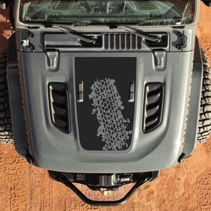 CARCODE Hood Decal/Sticker - Mud Style Kit – for JL/JLU/JT/4XE Rubicon Hood – Made in Canada - 4X4 WAVERS