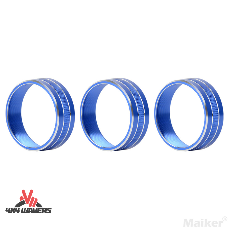 4x4wavers Dashboard Aluminum Air Conditioner Switch Knob Ring Trim Cover (Blue) - 4X4 WAVERS