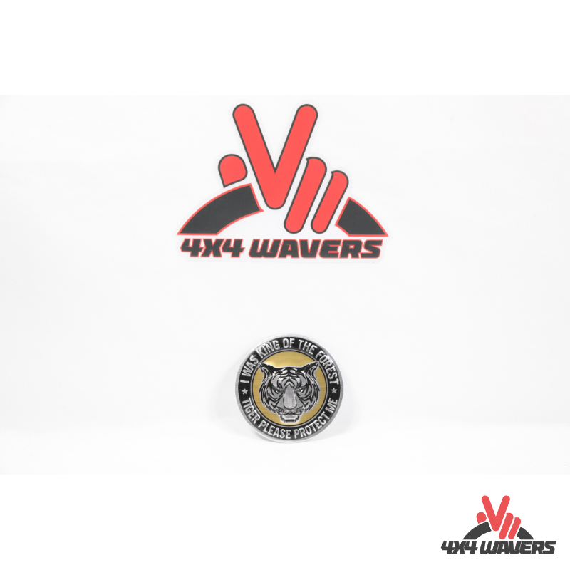 4x4wavers Offroad 4X4 Rated Aluminum Badge Decal, 4X4 3D Emblem - Golden Tiger Rated Style Design - 4X4 WAVERS