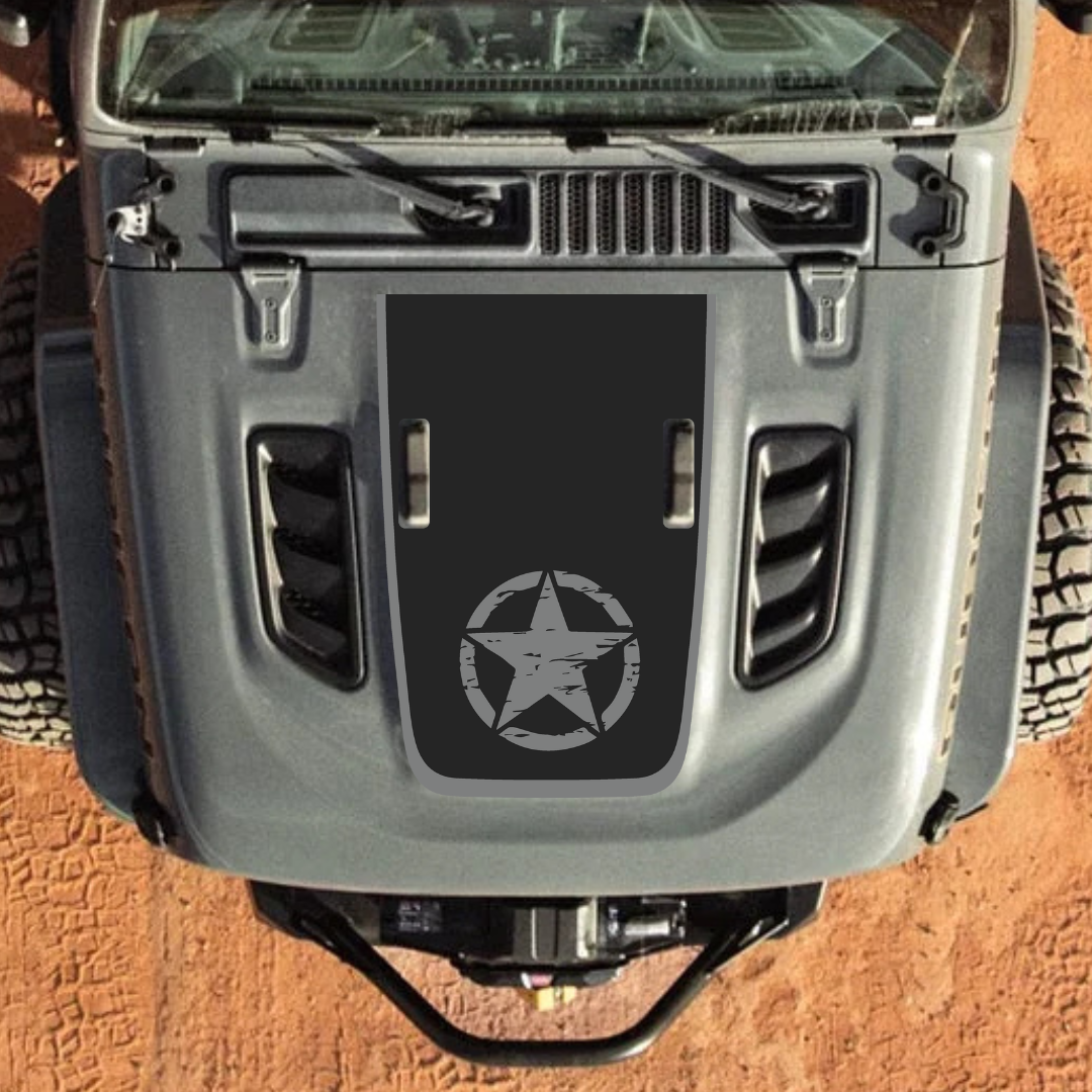 CARCODE Hood Decal/Sticker - Star Style Kit – for JL/JLU/JT/4XE Rubicon Hood – Made in Canada - 4X4 WAVERS