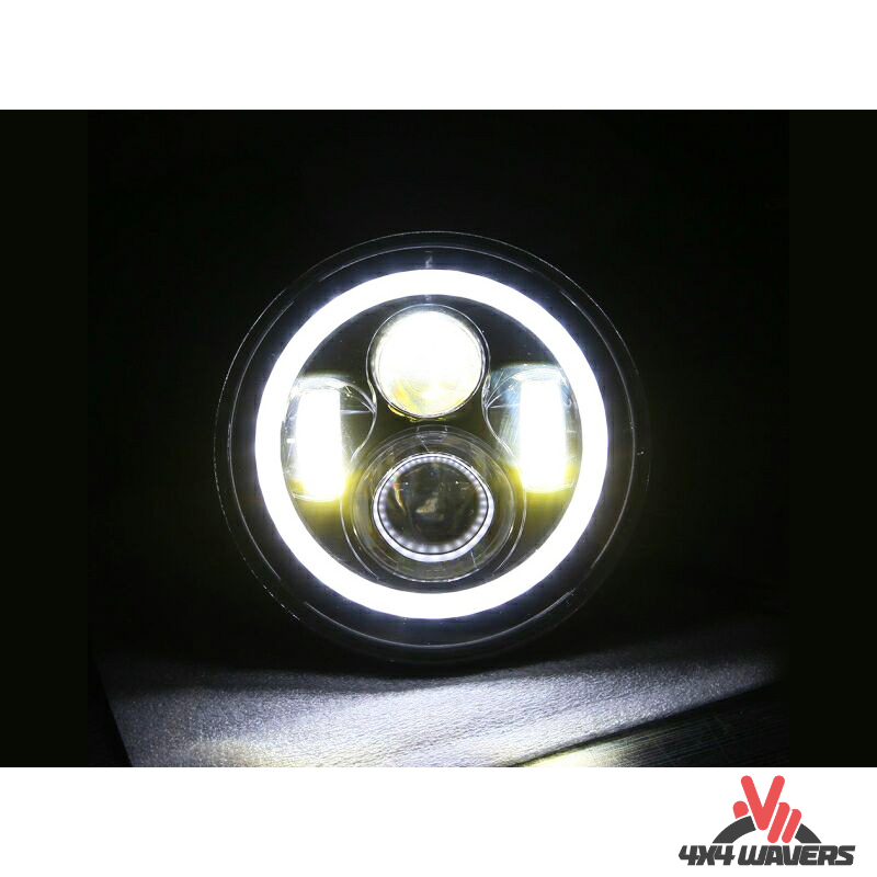 4x4wavers Headlights Premium LED Light Replacement, New Angel Eyes Style - 4X4 WAVERS