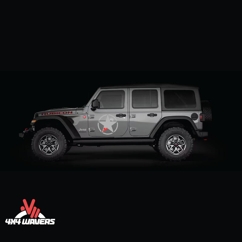 4x4wavers Canada Jeep Star Logo Sticker Decal Decoration for Side Door and Hood (2 Decals) - Offroad in Canada Style (Red Canada on Gray) - 4X4 WAVERS