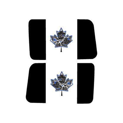 Canada Rear Side Window Flag Decal (Collage Maple Leaf) for Wrangler JL/JLU/JK/JKU/4xe – HARDTOP ONLY – Black/Grey – 3M Printed + Matte Lam