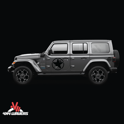 4x4wavers Canada Jeep Star Logo Sticker Decal Decoration for Side Door and Hood (2 Decals) - Offroad in Canada Style (Gray Canada on Black) - 4X4 WAVERS