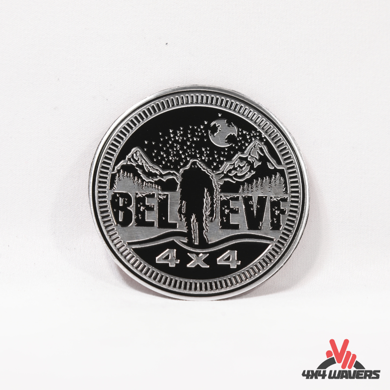 4x4wavers Offroad 4X4 Rated Aluminum Badge Decal, 4X4 3D Emblem - Believe Rated Style Design - 4X4 WAVERS