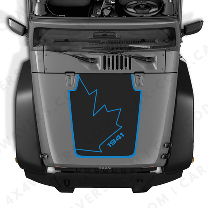 4x4wavers JK Hood CANADA CANADA Style Decal Sticker Kit for Hood – Vinyl Car Decals for Jeep Wrangler Models – JK Hood CANADA Decals – Made in Canada - 4X4 WAVERS