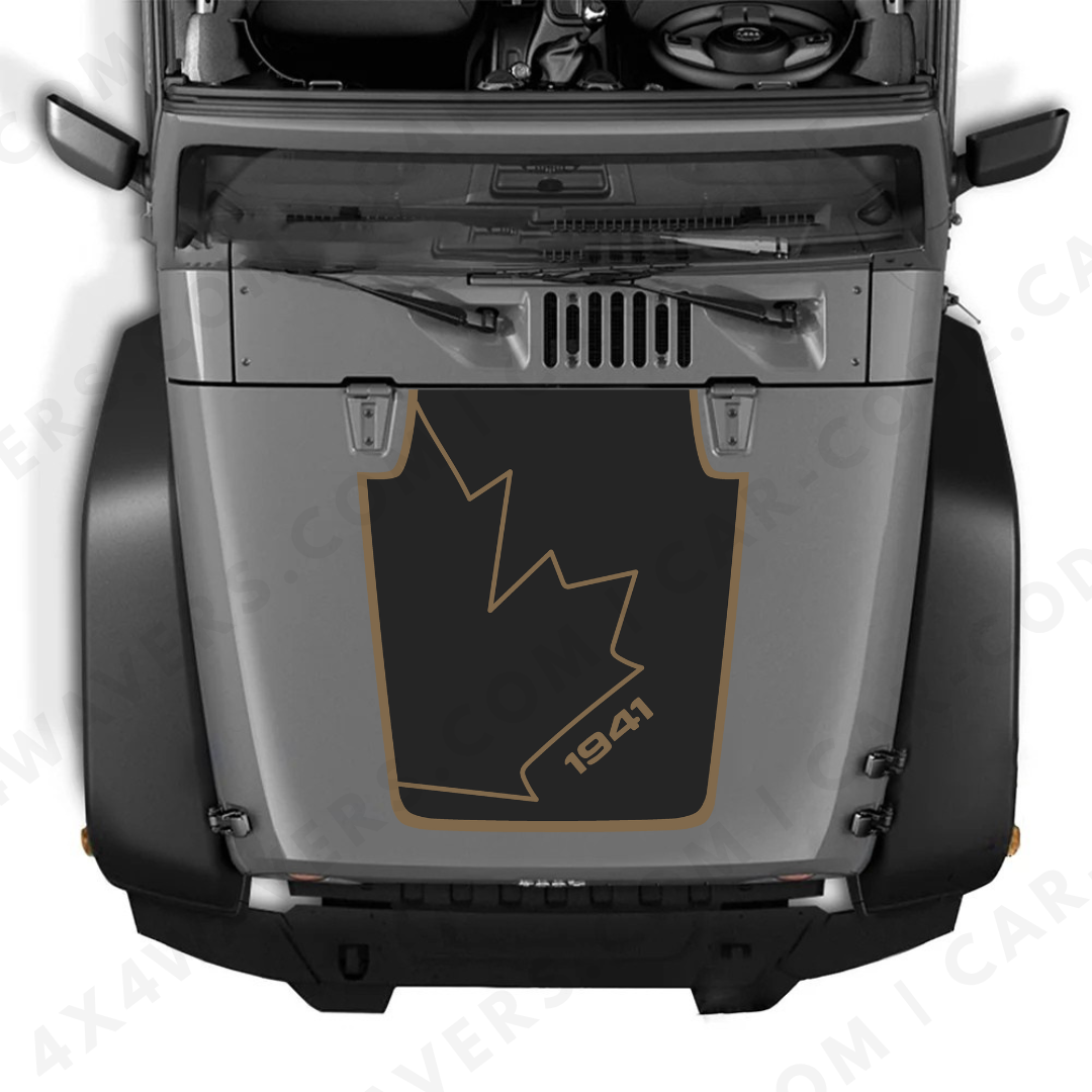 4x4wavers JK Hood CANADA CANADA Style Decal Sticker Kit for Hood – Vinyl Car Decals for Jeep Wrangler Models – JK Hood CANADA Decals – Made in Canada - 4X4 WAVERS