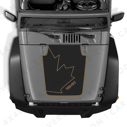 4x4wavers JK Hood CANADA CANADA Style Decal Sticker Kit for Hood – Vinyl Car Decals for Jeep Wrangler Models – JK Hood CANADA Decals – Made in Canada - 4X4 WAVERS