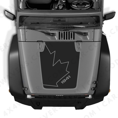 4x4wavers JK Hood CANADA CANADA Style Decal Sticker Kit for Hood – Vinyl Car Decals for Jeep Wrangler Models – JK Hood CANADA Decals – Made in Canada - 4X4 WAVERS