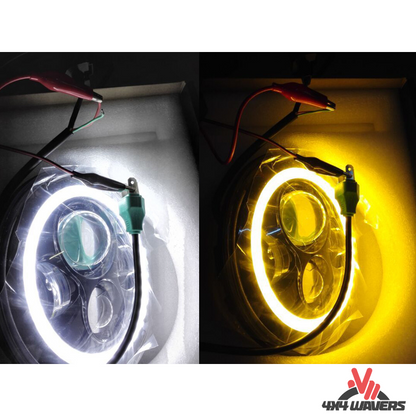 4x4wavers Headlights Premium LED Light Replacement, New Angel Eyes Style - 4X4 WAVERS